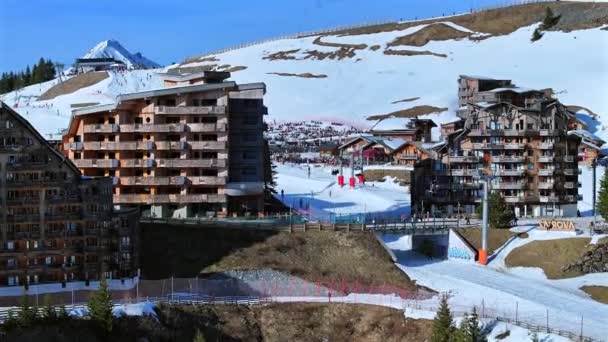 Avoriaz Alto Nelle Alpi Francesi Bellissimo Sci Ski Out Resort — Video Stock