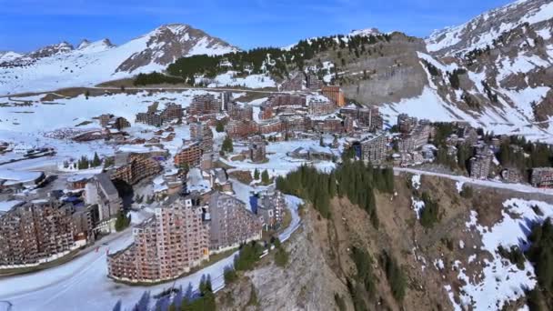 Avoriaz French Ski Village Alps Aerial View — Vídeo de stock
