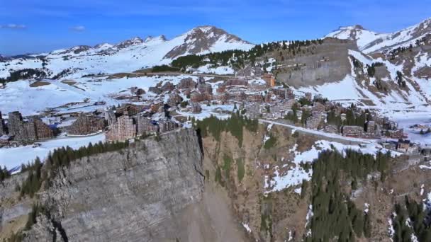 Avoriaz High French Alps Beautiful Ski Ski Out Resort Aerial — Wideo stockowe