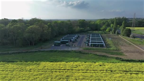 Stroomnet Lithium Energie Opslag Systeem Luchtfoto — Stockvideo