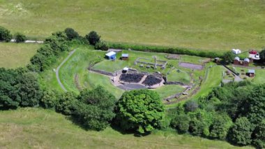 Verulamium Park St Albans Havacılık Manzarası 'ndaki Tarihi Roma Amfitiyatrosu