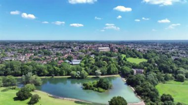 St. Albans Şehri ve Yazın Katedrali Havadan İzlenir