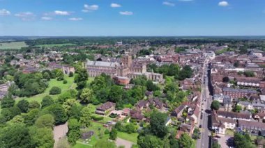 St. Albans Şehri ve Yazın Katedrali Havadan İzlenir
