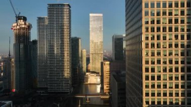 Canary Wharf London Havacılık Manzarası 'nda Sabah Vakti