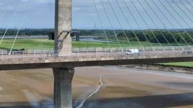Mersey Nehri Otoyol Köprüsü Hava Görüntüsü