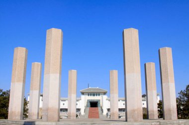 LETING COUNTY - MARCH 9: Monumental columns building scenery in the li dazhao memorial hall, on march 9, 2014, Leting county, hebei province, China.