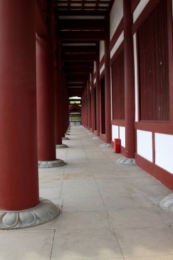 Wood promenade in the temple, China