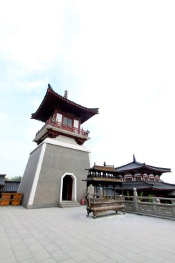 TANGSHAN - MAY 10: Bell tower and drum tower in Xingguo temple on May 10, 2014, tangshan city, hebei province, China.