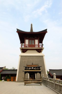 TANGSHAN - MAY 10: Bell tower and drum tower in Xingguo temple on May 10, 2014, tangshan city, hebei province, China.