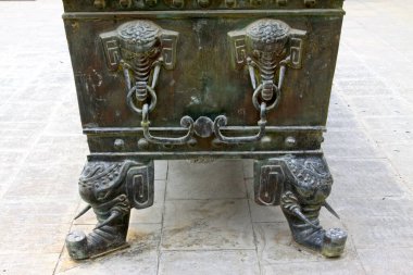 Chinese traditional style incense burner components, closeup of photo