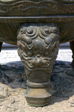 Chinese traditional style incense burner components, closeup of photo