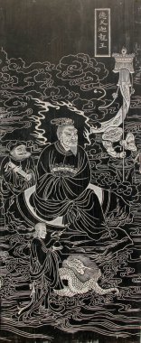 YUTIAN MAY 18Exquisite statues carved on the black marble in Jijue Temple on may 18, 2014, Yutian county, Hebei Province, China. 