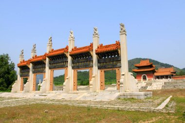 ZUNHUA MAY 18Dragon and Phoenix Gate landscape architecture in the Eastern Tombs of the Qing Dynasty on may 18, 2014, Zunhua county, Hebei Province, China. 