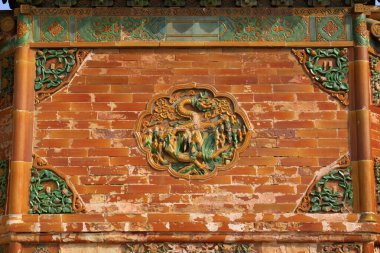 ZUNHUA MAY 18Colored glaze carving in the Eastern Tombs of the Qing Dynasty on may 18, 2014, Zunhua county, Hebei Province, China. 