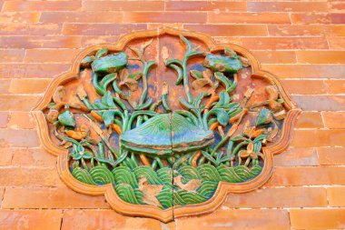 ZUNHUA MAY 18Colored glaze carving in the Eastern Tombs of the Qing Dynasty on may 18, 2014, Zunhua county, Hebei Province, China. 