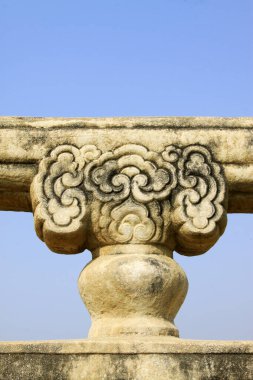 Bridge railings in ancient China, closeup of photo