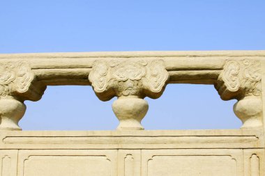 Bridge railings in ancient China, closeup of photo