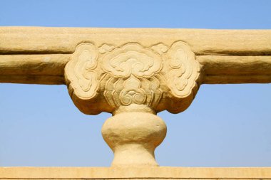Bridge railings in ancient China, closeup of photo