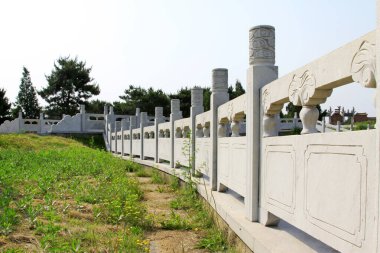 Bridge railings in ancient China, closeup of photo