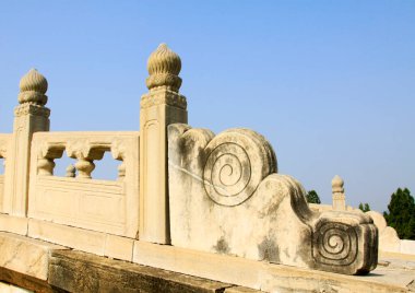Bridge railings in ancient China, closeup of photo