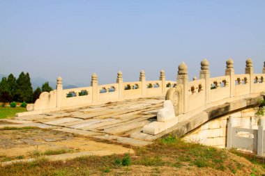 Bridge railings in ancient China, closeup of photo