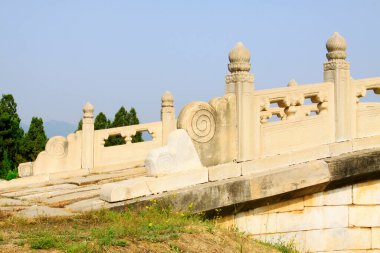 Bridge railings in ancient China, closeup of photo