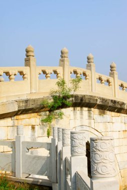 Bridge railings in ancient China, closeup of photo