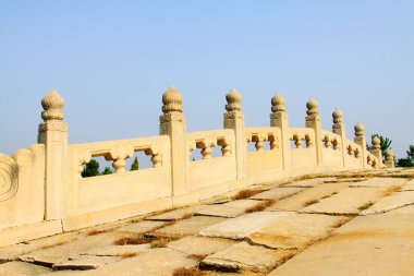 Bridge railings in ancient China, closeup of photo