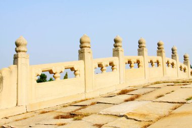 Bridge railings in ancient China, closeup of photo