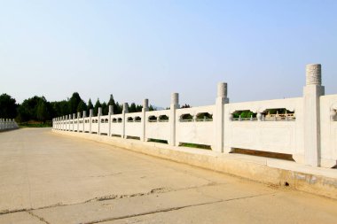 Bridge railings in ancient China, closeup of photo
