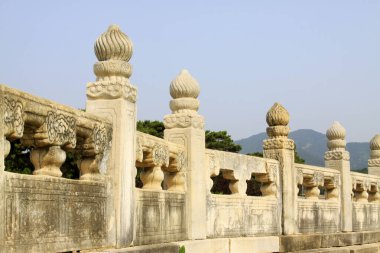 Bridge railings in ancient China, closeup of photo