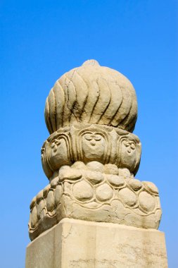 Bridge railings in ancient China, closeup of photo