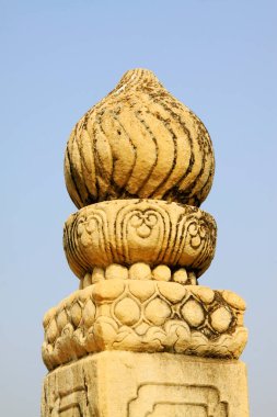 Bridge railings in ancient China, closeup of photo