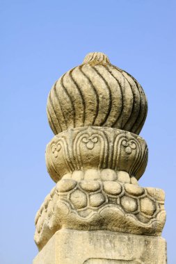 Bridge railings in ancient China, closeup of photo