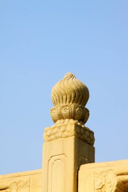 Bridge railings in ancient China, closeup of photo