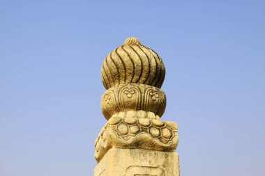 Bridge railings in ancient China, closeup of photo