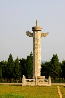 ZUNHUA MAY 18: ornamental columns erected in front of palaces landscape architecture, Eastern Tombs of the Qing Dynasty on may 18, 2014, Zunhua county, Hebei Province, China.