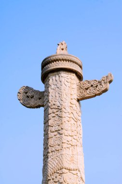 ZUNHUA MAY 18: ornamental columns erected in front of palaces landscape architecture, Eastern Tombs of the Qing Dynasty on may 18, 2014, Zunhua county, Hebei Province, China.