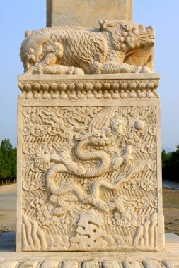 Chinese traditional style rock carvings, closeup of photo