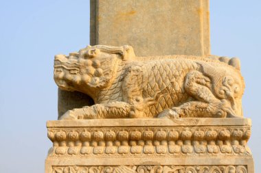 Chinese traditional style rock carvings, closeup of photo