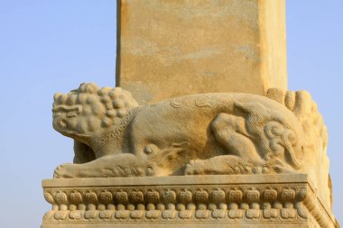 Chinese traditional style rock carvings, closeup of photo