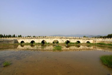 traditional Chinese style stone bridge landscape architecture