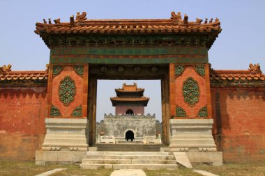 Glazed tile carving, Eastern Tombs of the Qing Dynasty, China.	