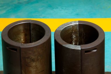 Metal parts piled up together, closeup of photo