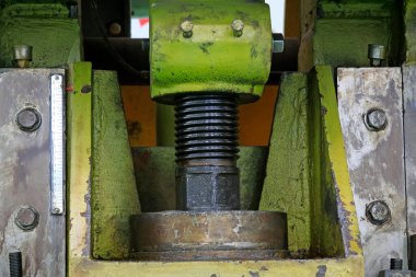 mechanical components full of oil, closeup of photo 