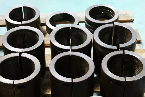 Metal parts piled up together, closeup of photo