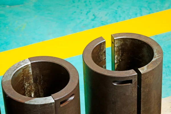 Metal parts piled up together, closeup of photo