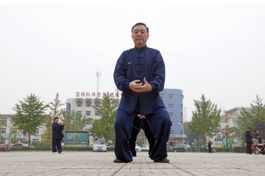LUANNAN COUNTY, China - October 15, 2017: Taijiquan Exercise in the square, LUANNAN COUNTY, Hebei Province, China