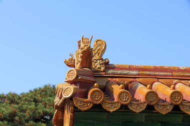 Dragon and Phoenix gate glazed tile sculpture, Qing Dynasty imperial mausoleum, Yi County, Hebei Province, China