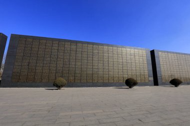 Tangshan - December 5, 2017: memorial wall for the victims of tangshan earthquake, tangshan city, hebei province, China